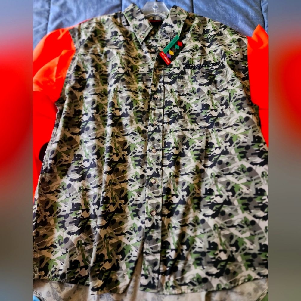 Snap on camo blaze orange long sleeve